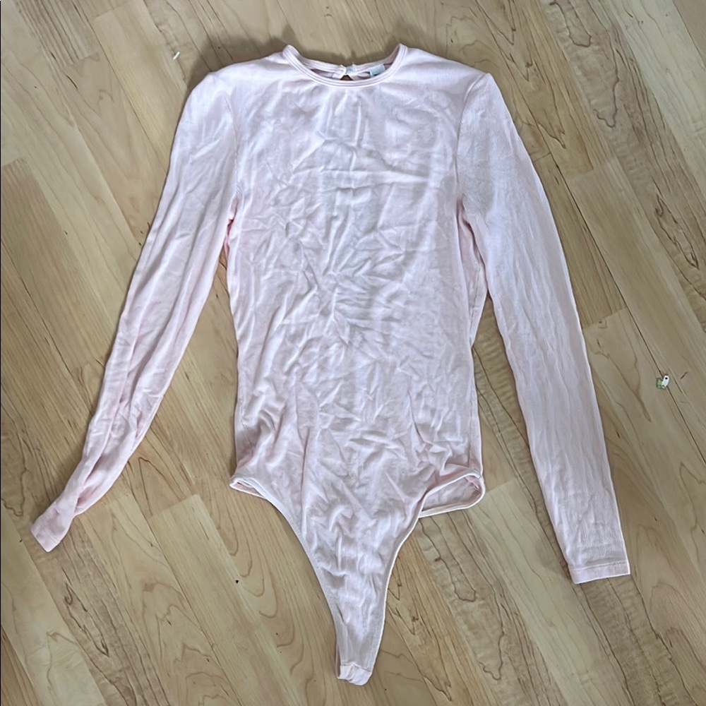 American Apparel Light Pink Long Sleeve Women’s Bodysuit
